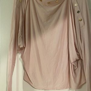Like new,  beautiful pink top with gold buttons in large